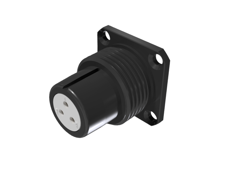 Base de conector multicontacto hembra para soldar, tamaño-10, 3 pines, 10A, anodizado negro, IP68
