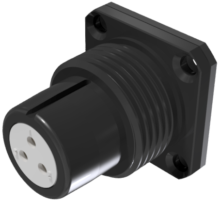 Conector base hembra multicontacto, tamaño-10, para soldar, 3 pines 10A, anodizado negro, IP68 con junta cuadrada