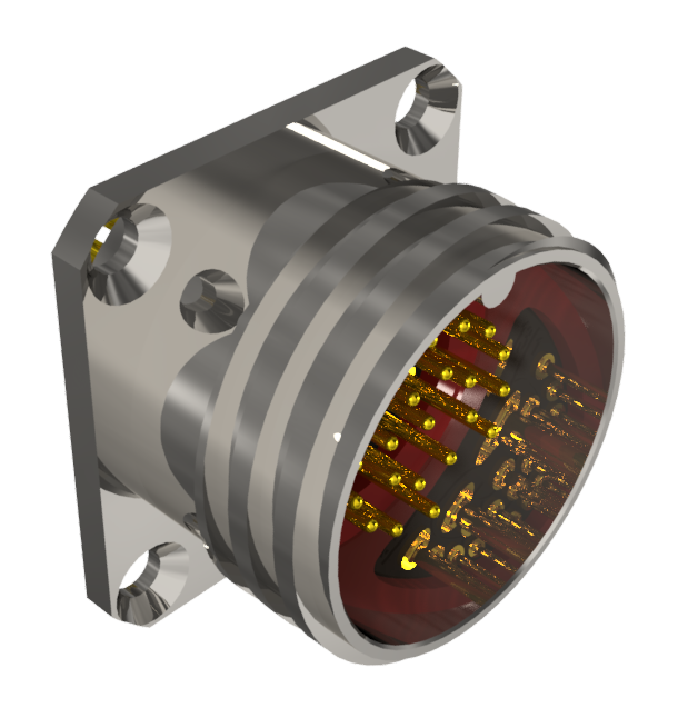 Conector multicontacto de base macho para soldar, tamaño-20, con giro de 30º y 22 pines de 7.5A en níquel, IP68