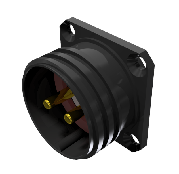 CONNECTOR MULTICONTACT RECEPTACLE MALE SOLDER SIZE-20 2 PINS 25A BLACK ANODISED IP68