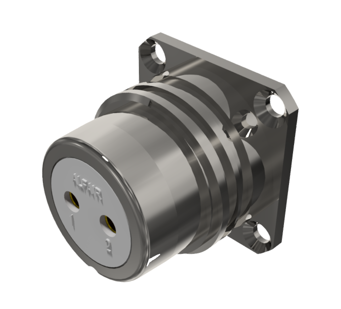 Conector base multicontacto hembra para soldar de tamaño 20 con 2 pines y 25A, níquel e IP68