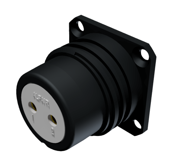 CONNECTOR MULTICONTACT RECEPTACLE FEMALE SOLDER SIZE-20 2 PINS 25A BLACK ANODISED IP68