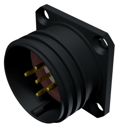 Conector multicontacto de base macho para soldar, tamaño-20, con 5 pines 10A, anodizado negro e IP68