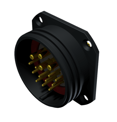 CONNECTOR MULTICONTACT RECEPTACLE MALE SOLDER SIZE-30 15 PINS 10A / 25A BLACK ANODISED IP68