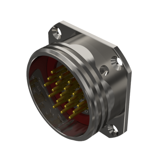 Conector base multicontacto macho para soldar de tamaño 30 con 19 pines, 10A, níquel, IP68