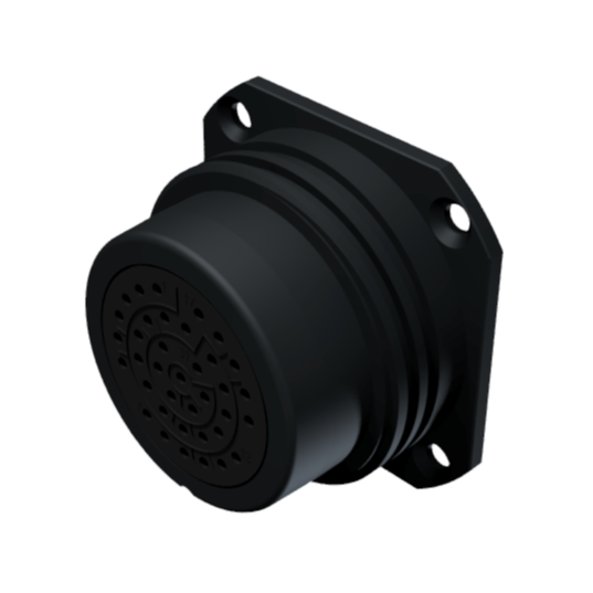 Conector de base multicontacto hembra para soldar de tamaño 30 con 37 pines y 7.5A en anodizado negro con IP68