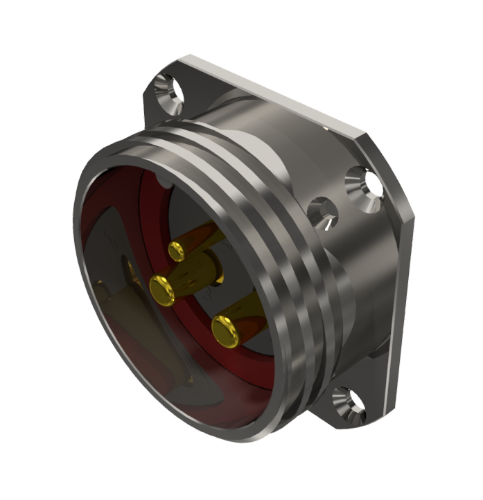 Conector base multicontacto macho para soldar de tamaño 30 con 3 pines de 25A / 50A en níquel con IP68