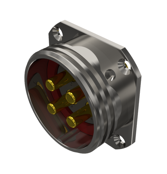 Conector base multicontacto macho para soldar de tamaño 30 con 4 pines, 50A, níquel e IP68