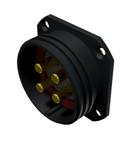 CONNECTOR MULTICONTACT RECEPTACLE MALE SOLDER SIZE-30 4 PINS 50A BLACK ANODISED IP68