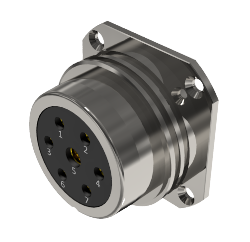 Conector multicontacto de base hembra para soldar, tamaño-30, con 7 pines 25A / 50A, níquel, IP68