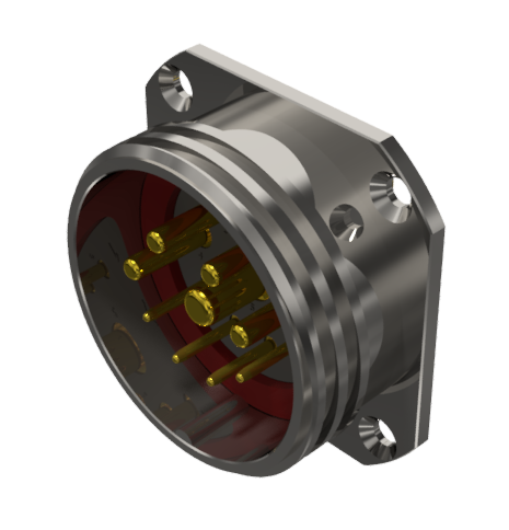 CONNECTOR MULTICONTACT RECEPTACLE MALE SOLDER SIZE-30 9 PINS 10A / 25A / 50 NICKEL IP68