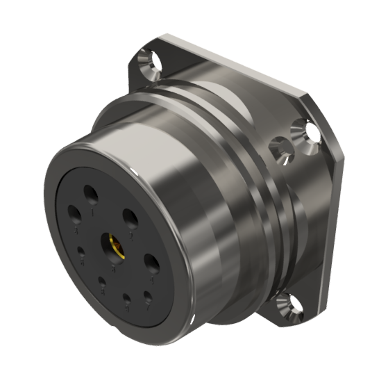 CONNECTOR MULTICONTACT RECEPTACLE FEMALE SOLDER SIZE-30 9 PINS 10A / 25A / 50 NICKEL IP68