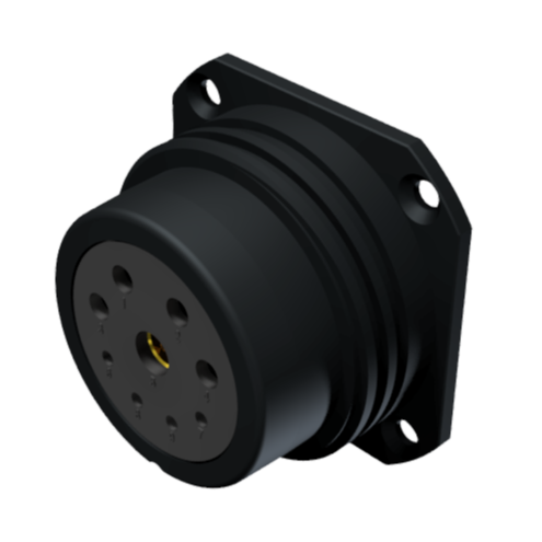 CONNECTOR MULTICONTACT RECEPTACLE FEMALE SOLDER SIZE-30 9 PINS 10A / 25A / 50 BLACK ANODISED IP68