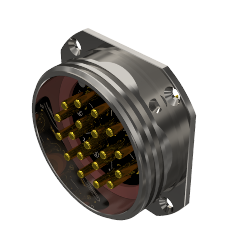 CONNECTOR MULTICONTACT RECEPTACLE MALE SOLDER SIZE-40 19 PINS 25A NICKEL IP68