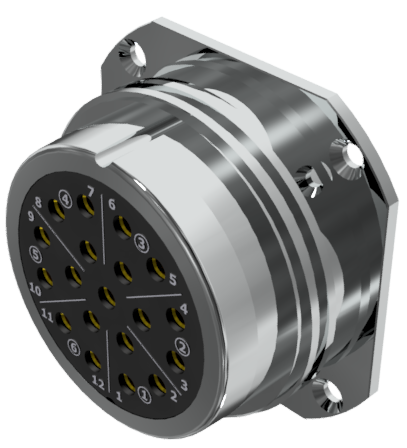 Conector multicontacto de base hembra para soldar de tamaño-40 con 19 pines de 25A en níquel IP68