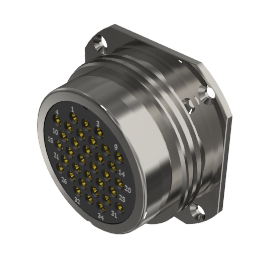 Conector multicontacto base hembra para soldar de tamaño-40 con 34 pines 10A níquel IP68