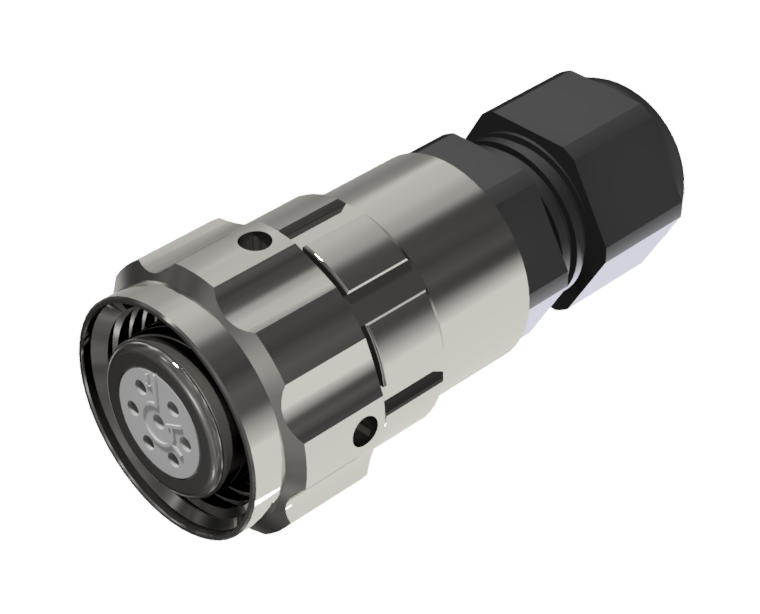 CONNECTOR MULTICONTACT AERIAL PLUG FEMALE SOLDER SIZE-10 7 PINS 7,5A CLAMP TYPE D CABLE Ø 4,5mm-10mm. NICKEL IP68