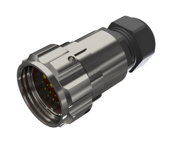 CONNECTOR MULTICONTACT AERIAL PLUG MALE SOLDER SIZE-30 15 PINS 10A / 25A CLAMP TYPE B CABLE Ø 7mm-15mm NICKEL IP68