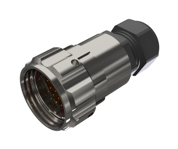 CONNECTOR MULTICONTACT AERIAL PLUG MALE SOLDER SIZE-30 19 PINS 10A CLAMP TYPE B CABLE Ø 7mm-15mm NICKEL IP68