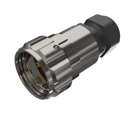 CONNECTOR MULTICONTACT AERIAL PLUG MALE SOLDER SIZE-30 2 PINS 50A CLAMP TYPE B CABLE Ø 7mm-15mm NICKEL IP68