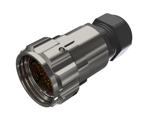 CONNECTOR MULTICONTACT AERIAL PLUG MALE SOLDER SIZE-30 37 PINS 7.5A CLAMP TYPE B CABLE Ø 7mm-15mm NICKEL IP68