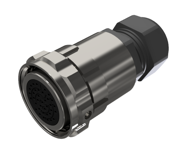 CONNECTOR MULTICONTACT AERIAL PLUG FEMALE SOLDER SIZE-30 37 PINS 7.5A CLAMP TYPE B CABLE Ø 7mm-15mm NICKEL IP68