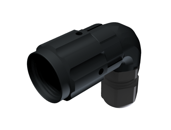 Circular connector with right angled aerial plug, male solder, size 10 with 7 pins, 7.5A, clamp type D for cable Ø 4.5mm-10mm, black anodised, IP68
