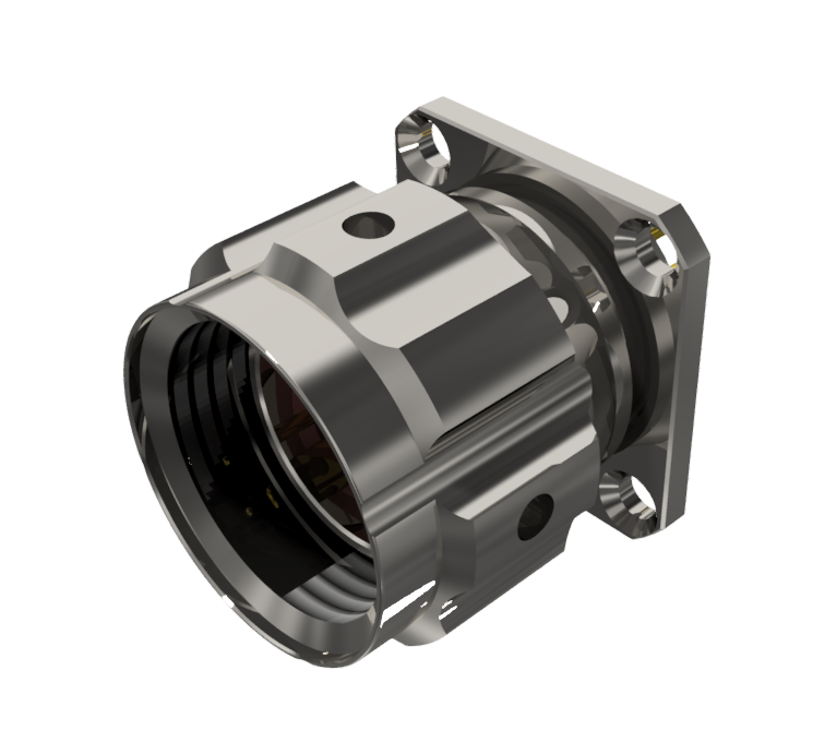 Conector multicontacto de base con racor, macho para soldar, tamaño-10 con 3 pines, 10A, níquel, IP68