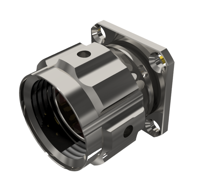 CONNECTOR MULTICONTACT RECEPTACLE WITH COUPLING NUT MALE SOLDER SIZE-10 4 PINS 10A NICKEL IP68