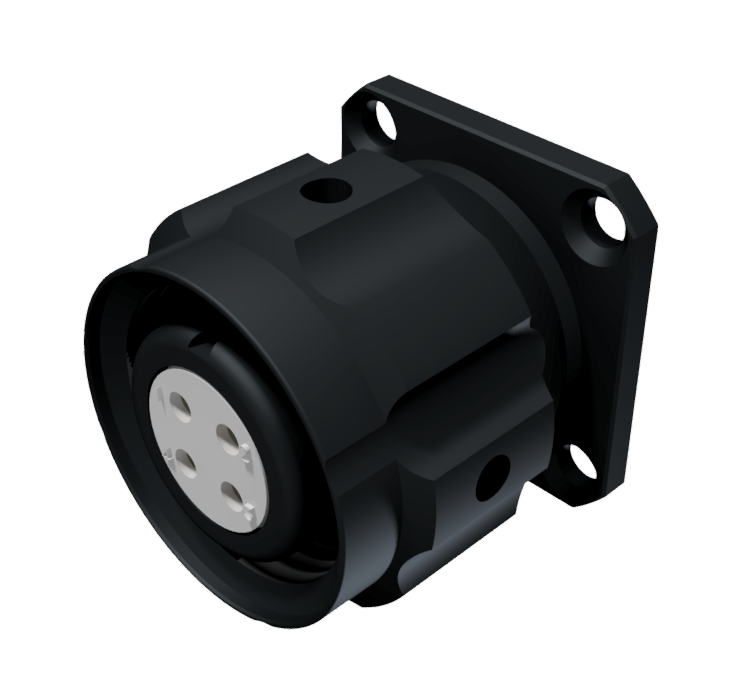CONNECTOR MULTICONTACT RECEPTACLE WITH COUPLING NUT FEMALE SOLDER SIZE-10 4 PINS 10A BLACK ANODISED IP68