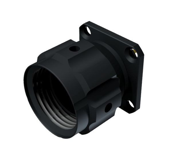 Conector multicontacto base con racor, macho para soldar, tamaño-10 con 7 pines y 7.5A, anodizado negro, IP68