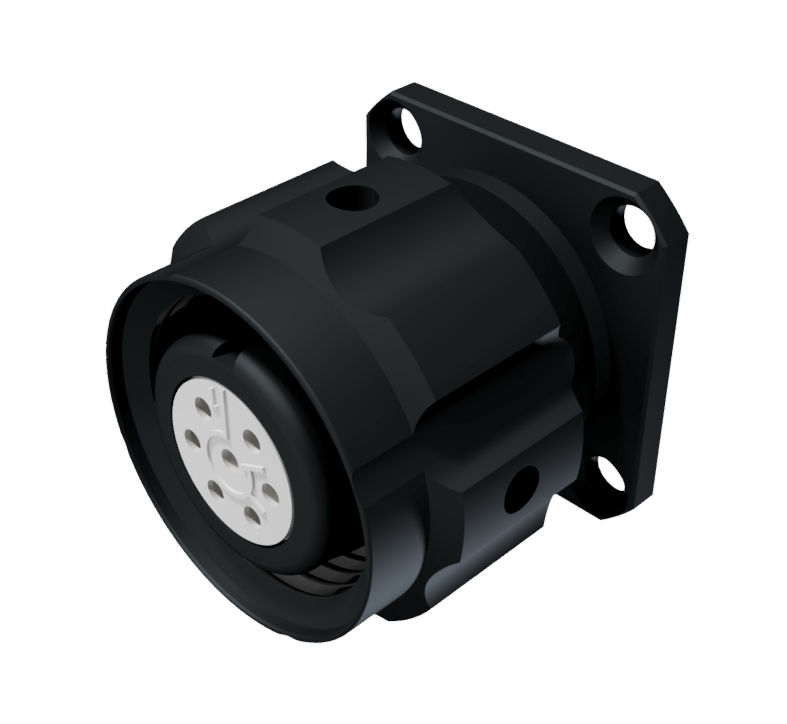 CONNECTOR MULTICONTACT RECEPTACLE WITH COUPLING NUT FEMALE SOLDER SIZE-10 7 PINS 7.5A BLACK ANODISED IP68