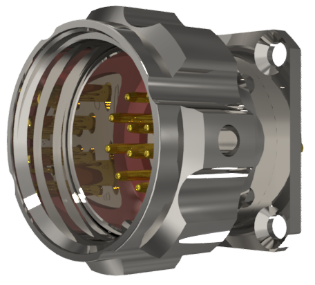 Conector multicontacto de base con racor, macho para soldar, tamaño-20, 13 pines 10A, níquel, IP68