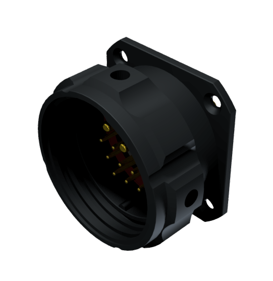 CONNECTOR MULTICONTACT RECEPTACLE WITH COUPLING NUT MALE SOLDER SIZE-30 15 PINS 10A / 25A BLACK ANODISED IP68