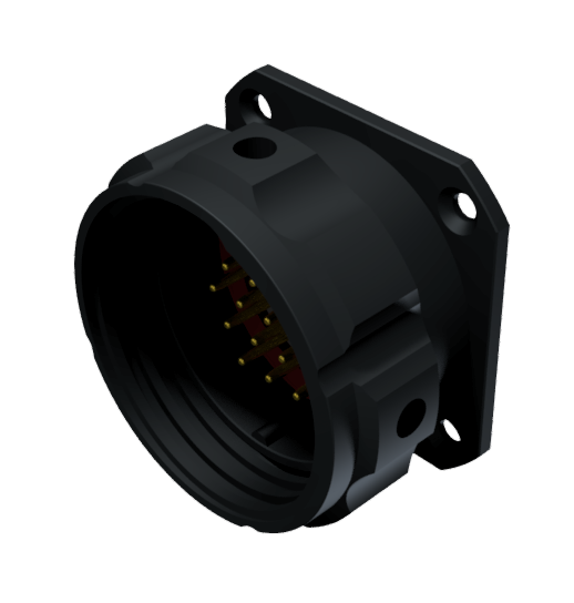 CONNECTOR MULTICONTACT RECEPTACLE WITH COUPLING NUT MALE SOLDER SIZE-30 19 PINS 10A BLACK ANODISED IP68