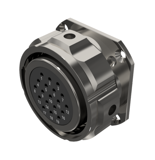 CONNECTOR MULTICONTACT RECEPTACLE WITH COUPLING NUT FEMALE SOLDER SIZE-30 19 PINS 10A NICKEL IP68