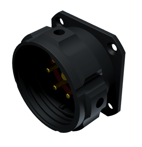 Conector multicontacto de base macho con racor para soldar, tamaño-30, de 7 pines 25A / 50A, anodizado negro IP68