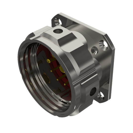 CONNECTOR MULTICONTACT RECEPTACLE WITH COUPLING NUT MALE SOLDER SIZE-30 9 PINS 10A / 25A / 50A NICKEL IP68